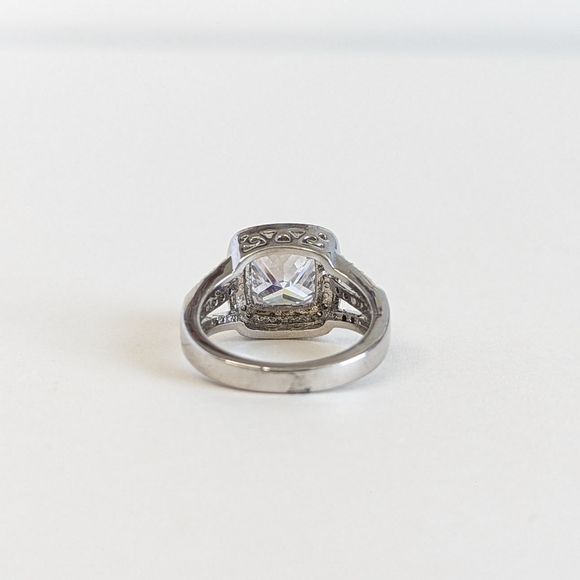 JIC Jewelry Silver-Plated Rhinestone Palm Springs Cut Ring Accent Filigree Clear - Picture 6 of 10